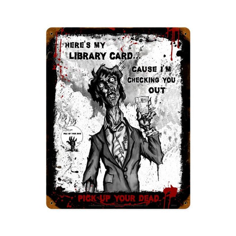 Zombie Library Card Sign Vintage Sign Metal Sign