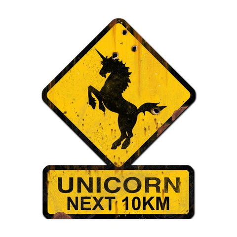 Unicorn Next 10 Km Vintage Sign Metal Sign