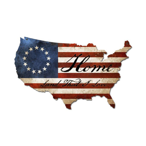 Usa Flag Home Vintage Sign Metal Sign