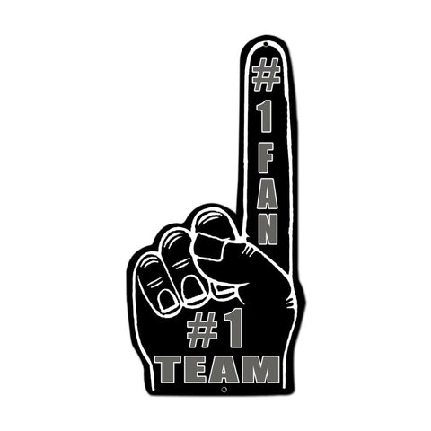 #1 Team Finger Black White Metal Sign