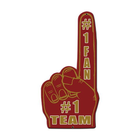 #1 Team Finger Red Gold Metal Sign