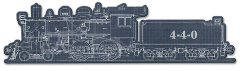 Train Blue Print 4-4-0 Metal Sign