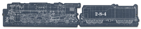 Train Blue Print 2-8-4 Metal Sign