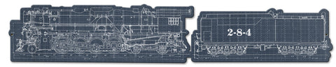 Train Blue Print Metal Sign