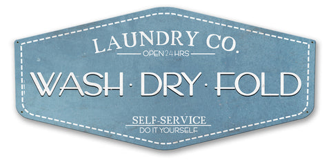 Wash Dry Fold Laundry Co Vintage Sign Metal Sign