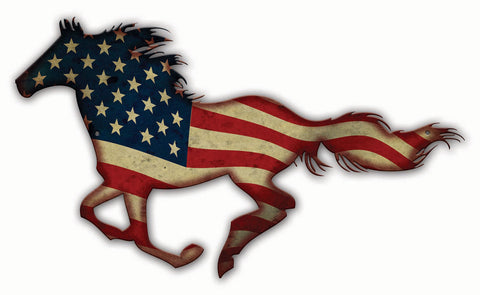 US Flag Horse Vintage Sign Metal Sign