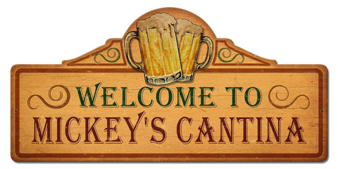 Welcome To Cantina Vintage Sign - Personalized Metal Sign