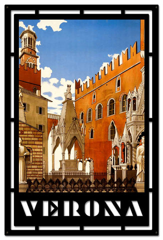 Verona Travel Cutout Metal Sign