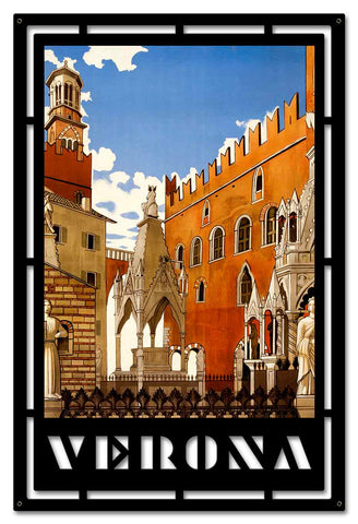 Verona Travel Cutout Metal Sign