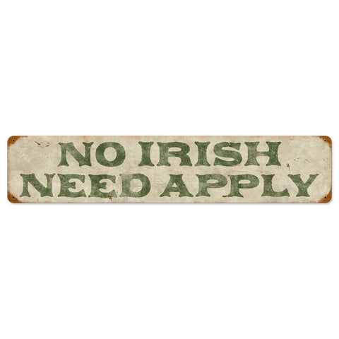 No Irish Vintage Sign Metal Sign