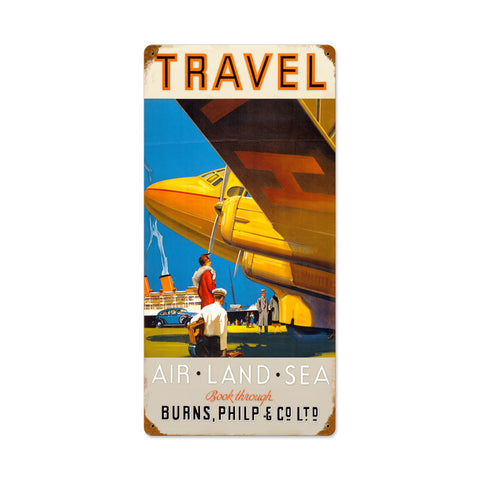 Travel Air Land Sea Vintage Sign Metal Sign