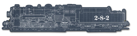 Train Blue Print 2-8-2 Metal Sign