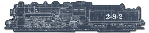 Train Blue Print 2-8-2 Metal Sign