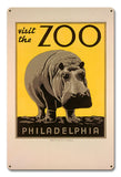 Visit The Zoo Hippo Vintage Sign Metal Sign