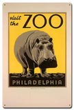 Visit The Zoo Hippo Vintage Sign Metal Sign