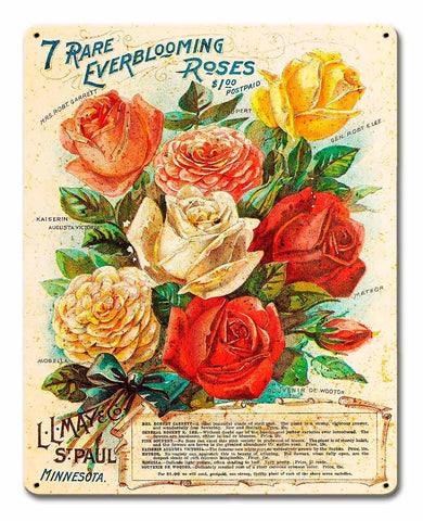 Vintage Roses Vintage Sign Metal Sign