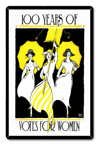 100 Years Votes Women Suffrage Metal Sign