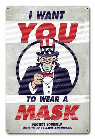 Uncle Sam Wear Mask Metal Sign