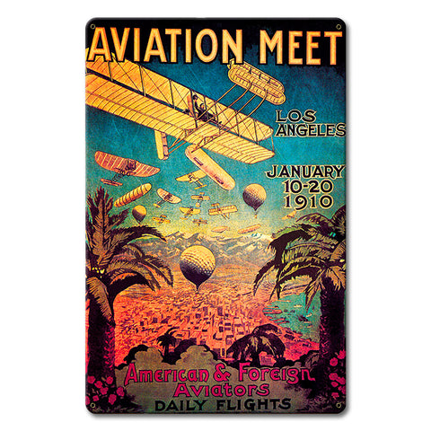 1910 Aviation Meet LA Metal Sign 12in X 18in Metal Sign