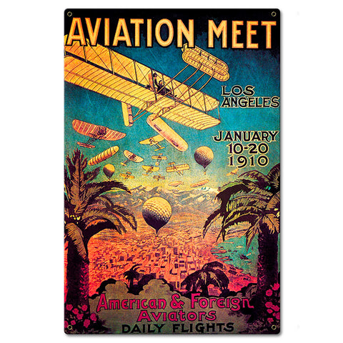 1910 Aviation Meet LA Metal Sign 16in X 24in Metal Sign