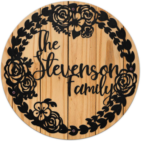 Wreath Family Name  - Personalized Metal Sign