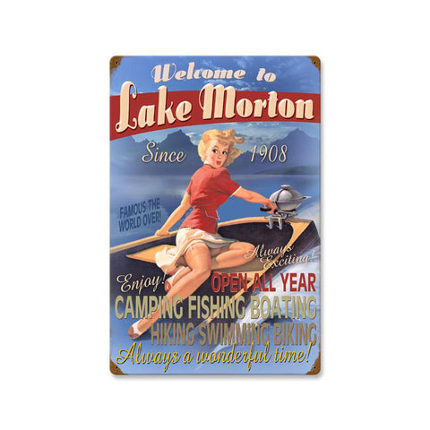 Welcome To Lake - Personalized Metal Sign