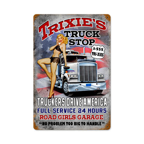 Trixies Truck Stop Vintage Sign Metal Sign