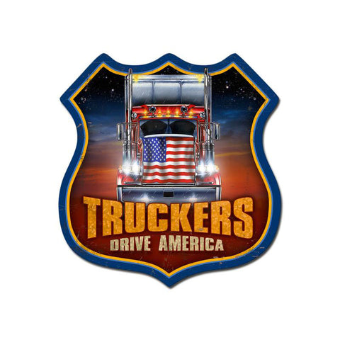 Truckers Drive America Vintage Sign Metal Sign