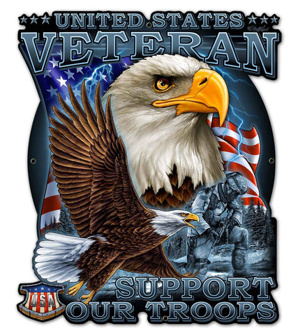 Veteran Military 2 Metal Sign