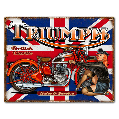 Triumph Bike 6 16 x 12 Custom Shape Metal Sign