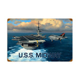 USS Midway Vintage Sign Metal Sign