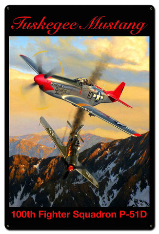 Tuskegee Mustang 100th P-51D 24 X 36 vintage metal sign Metal Sign