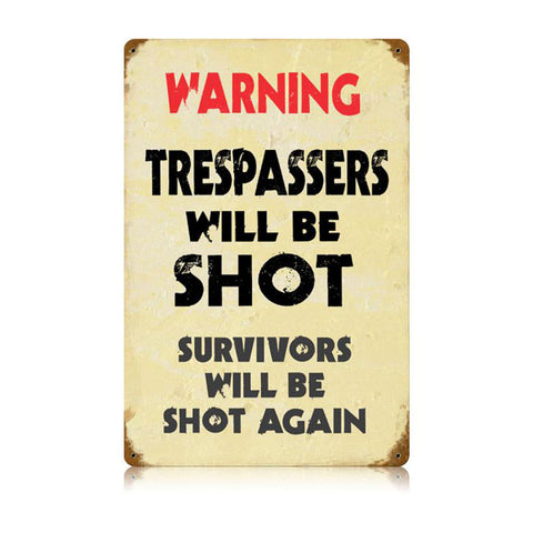 Trespassers Vintage Sign Metal Sign