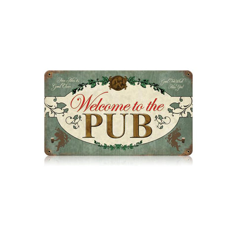 Welcome Pub Vintage Sign Metal Sign