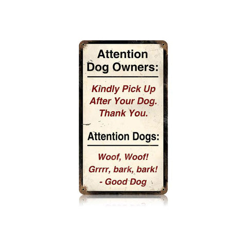 Attention Dogs Vintage Sign Metal Sign