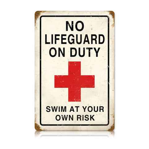 No Lifeguard Vintage Sign Metal Sign