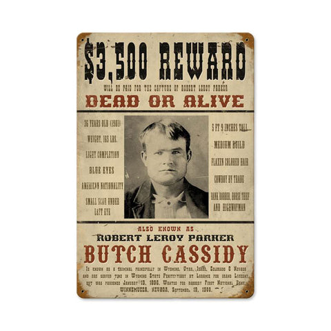 Wanted Butch Cassidy Vintage Sign Metal Sign