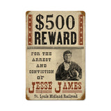 Wanted Jesse James Vintage Sign Metal Sign