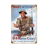 Usmc Action Metal Sign