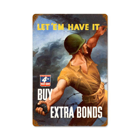 War Bond Grenade Vintage Sign Metal Sign