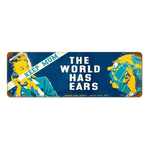 World Has Ears Vintage Sign Metal Sign