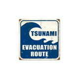 Tsunami Evacuation Vintage Sign Metal Sign