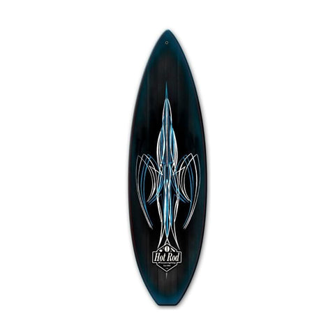 Von Hot Rod Black Surfboard Metal Sign