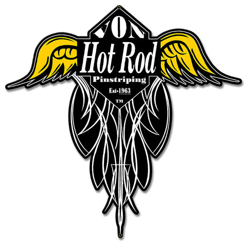 Von Hot Rod Wings Pinstriping Metal Sign