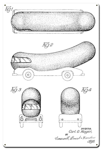 Weinermobile Patent Metal Sign 24in X 36in Metal Sign