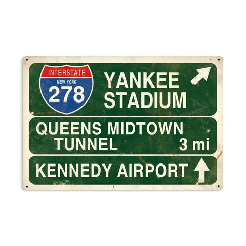 Yankee Stadium Highway Sign Vintage Sign Metal Sign