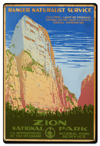 Zion National Park Vintage Sign Metal Sign