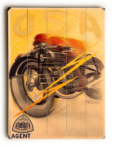 OSA Liberty Motorcycle - Wood Wall Decor by Raoul Vion 12 X 16