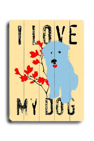 I love my dog / blue dog Wood Wall Decor by Ginger Oliphant