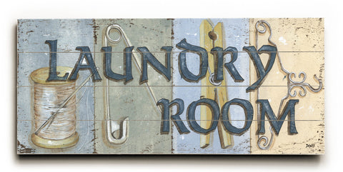 Laundry Room - Wood Wall Decor by Debbie Dewitt 10 X 24